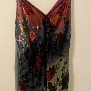 Whimsigoth Fairy Grunge beaded embroidered velvet and silk slip dress M/L